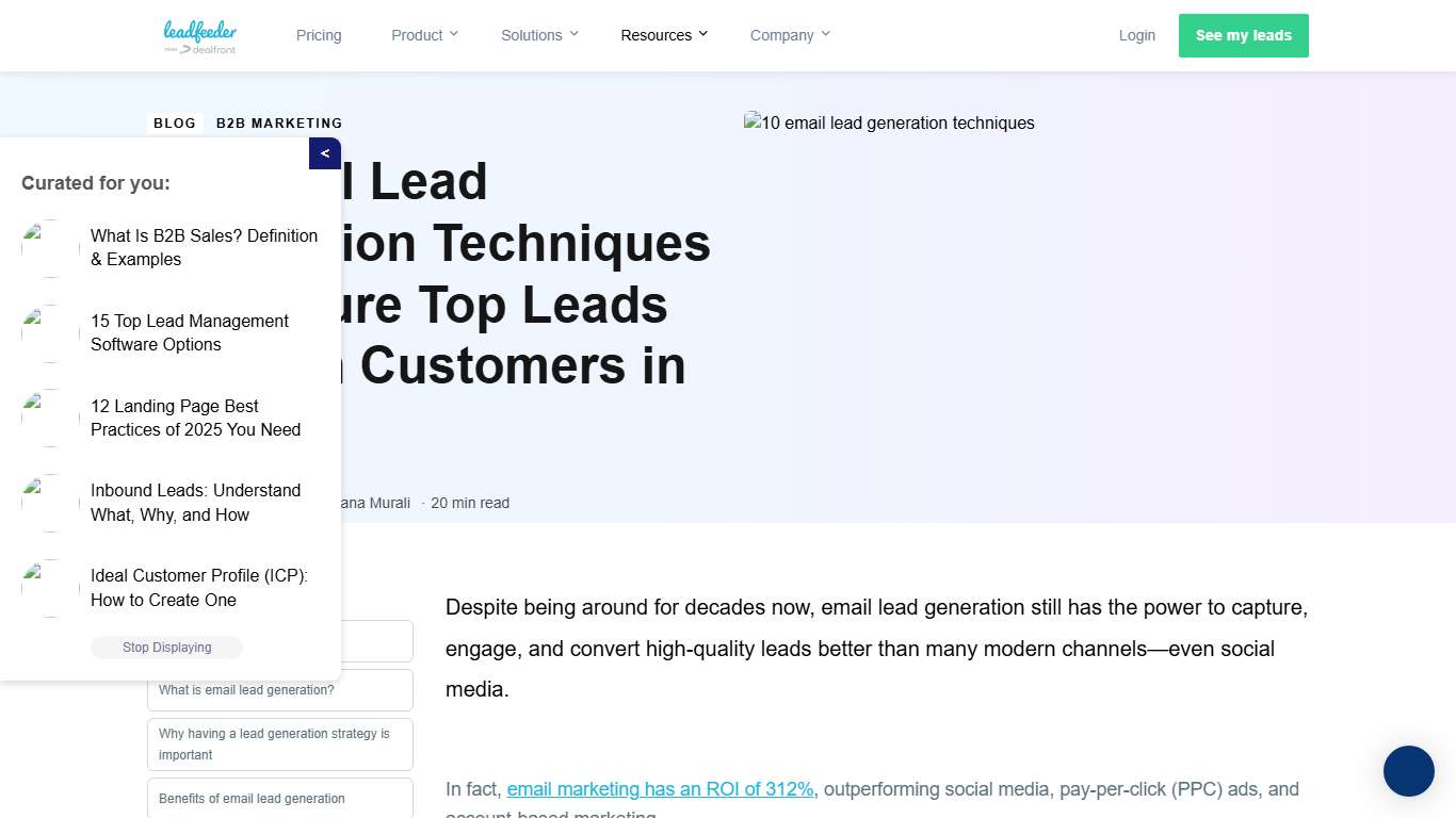 10 Top Email Lead Generation Techniques For 2026 | Leadfeeder